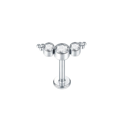 Titanium CZ Tragus & Helix Stud – Internally Threaded Labret Lip Ring Piercing Earring (1PC)