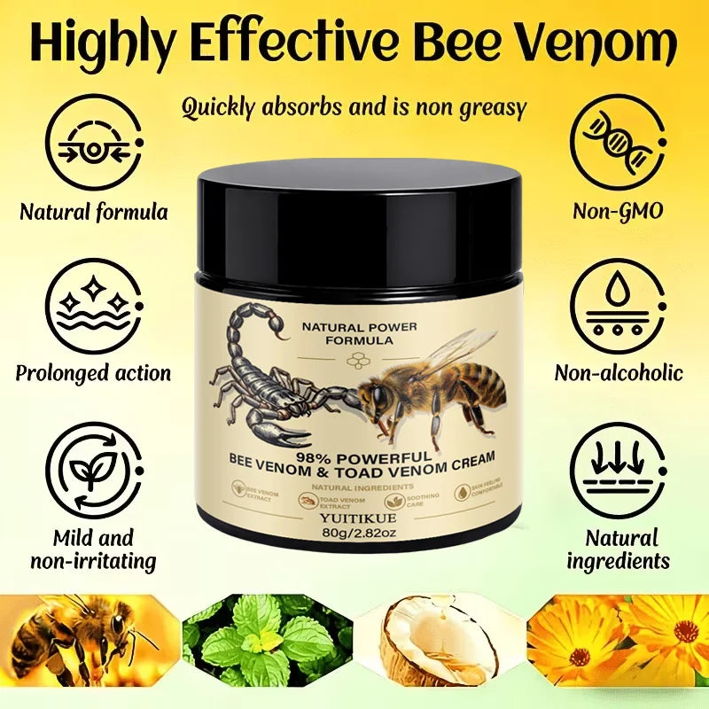 YUITIKUE Bee & Scorpion Venom Massage Cream – Herbal Muscle & Joint Soothing Balm, 80g