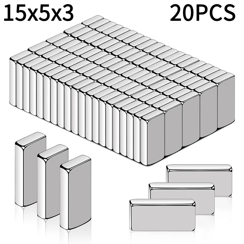 Super Strong Square Block Magnets Set - 20-100 PCS Powerful Neodymium Magnets for DIY & Refrigerator Use
