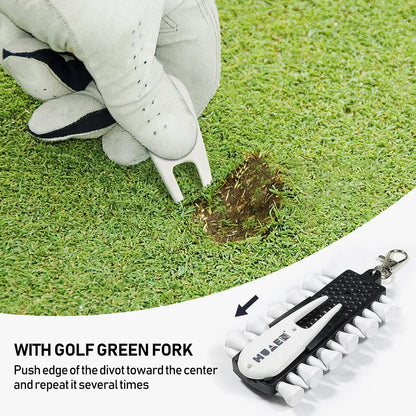 PGM Golf Tees Rack with 12 Tees, Green Fork & Pencil – Portable Golf Accessory Storage TC001