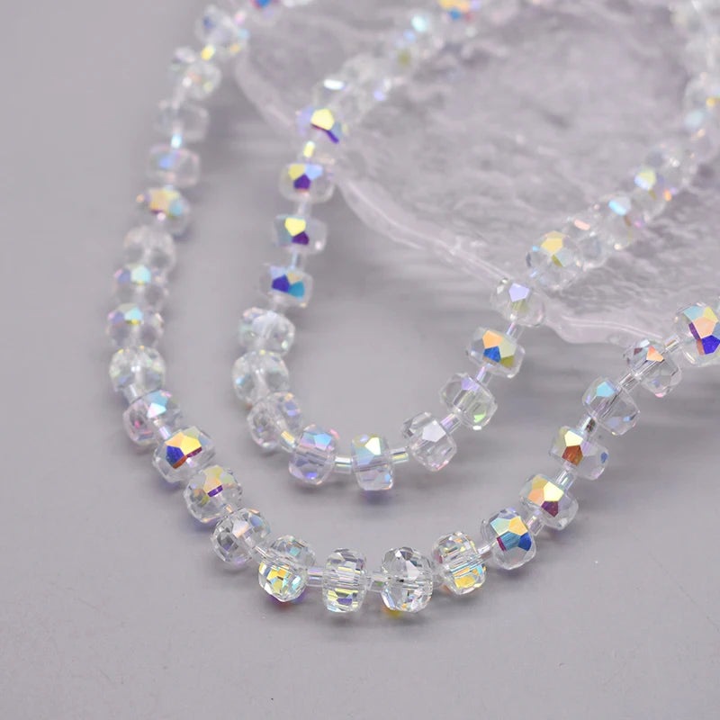 8mm Crystal Glass Beads Set - 30PCS Color Wheel Faceted Round Loose Beads for DIY Jewelry Making & Bracelets