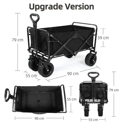 500lbs Heavy Duty Foldable Wagon — Portable Outdoor Utility Cart, Collapsible Shopping, Beach & Garden Pull Trolley