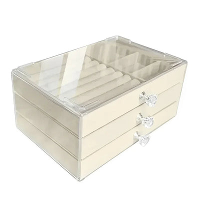 3-Drawer Jewelry Storage Box - Dustproof, Anti-Oxidation Organizer for Earrings, Rings & Bracelets