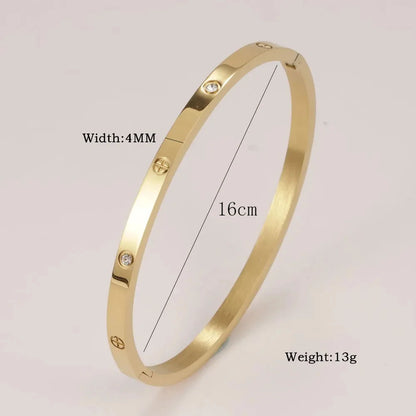 Stainless Steel Cuff Bracelet — Crystal Charm Bangle for Women, Fashion Jewelry