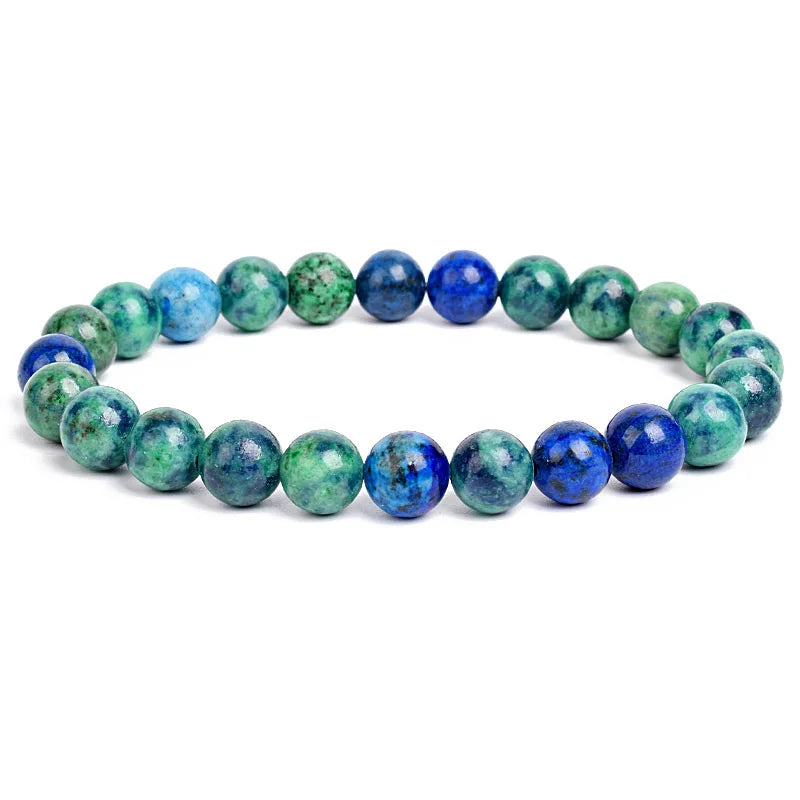 Natural Stone Bead Bracelet - Amethyst Crystal Quartz Aquamarine Jade Agate Elastic Bangle Jewelry for Women & Men