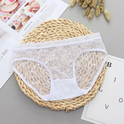 Women’s Low-Rise Lace Mesh Panties – Sexy Transparent Hollow-Out Briefs Lingerie Underwear