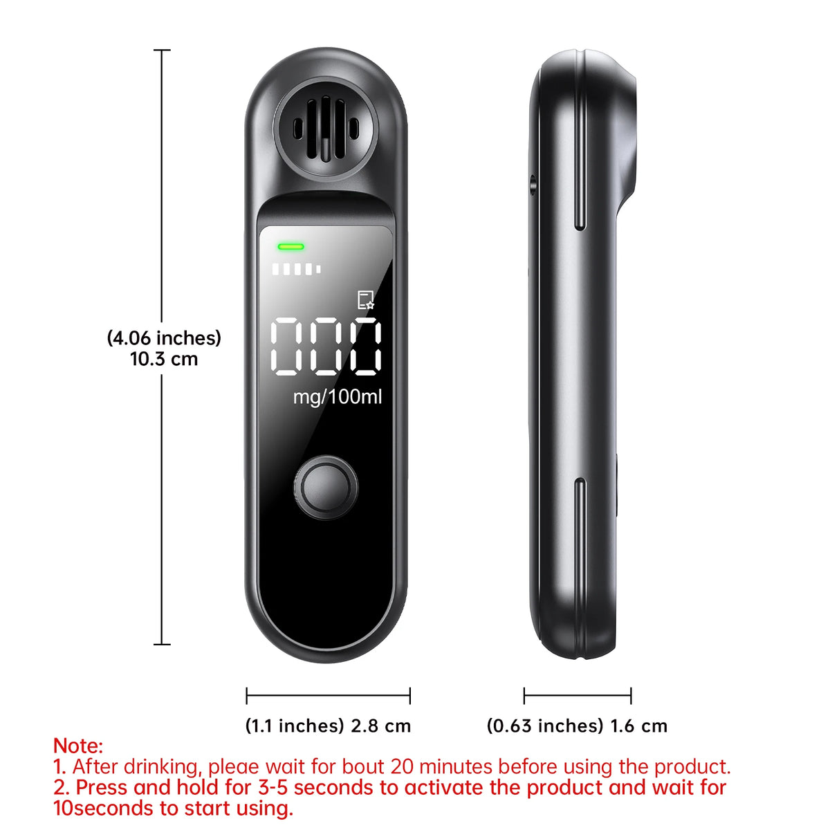 Portable Digital Breathalyzer – Rechargeable Personal Alcohol Detection Tester with Compact Design