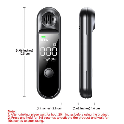 Portable Digital Breathalyzer – Rechargeable Personal Alcohol Detection Tester with Compact Design