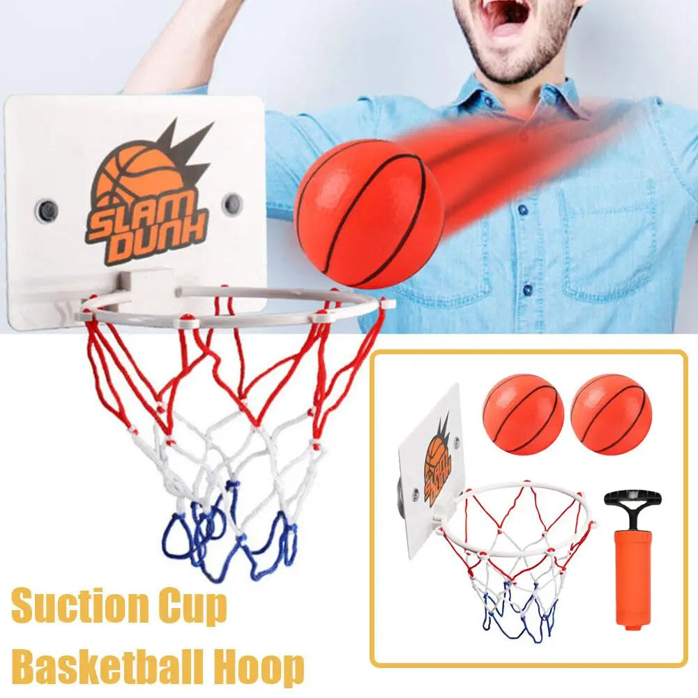 Indoor Basketball Hoop Set - Mini Door Backboard with Suction Cup Mount, 2 Balls Toy for Kids Boys & Girls