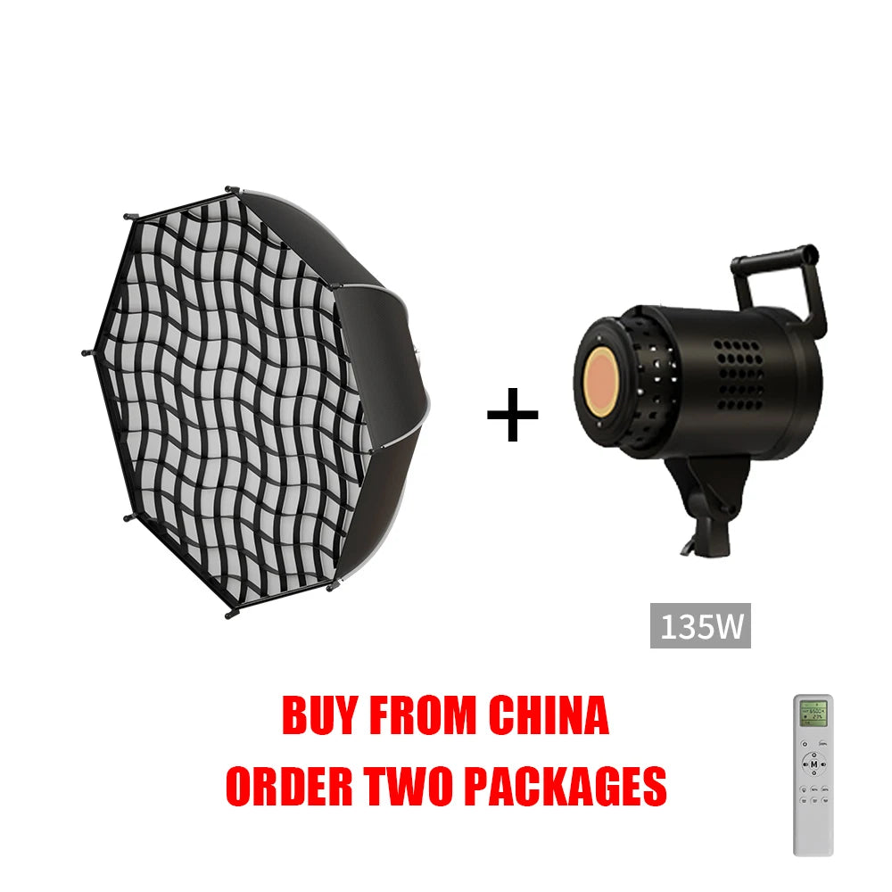 Bowens 135W LED Photography Studio Light Kit - Dimmable Video Lamp with 2m Tripod, 3000–6500K & 3 Colors