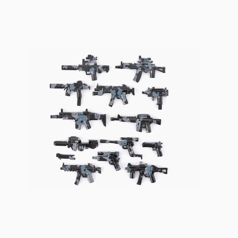 Military Building Blocks Soldier Set - Tactical Weapons Figures with Gatling Gun, Rifle, Mortar & Accessories Toy Kit