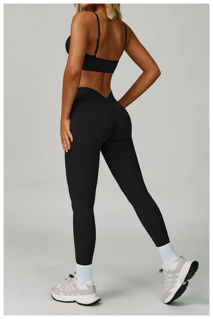 2/3PCS Women’s Seamless Yoga & Gym Set – Push-Up Sports Bra, Long Sleeve Jacket & Workout Leggings
