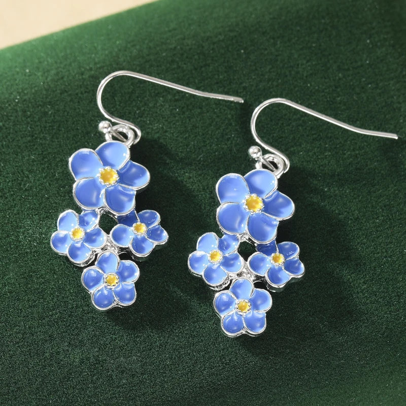 Blue Flower Pendant Earrings - Elegant Daily Fashion Jewelry Gift for Women’s Parties