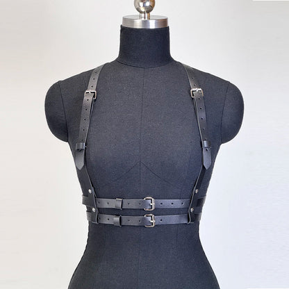 Women's PU Leather Waist Belt - Punk Gothic Chest Harness Harajuku Suspenders