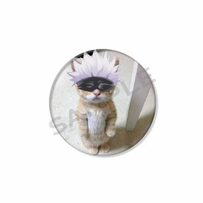 50mm Tinplate Cat Meme Button Pins – Funny Round Brooch Lapel Badge for Hats, Bags & Kids Gifts