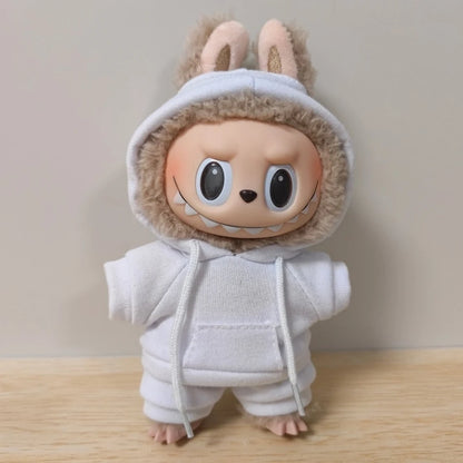 Labubu Casual Sweatsuit Set for 15/17cm Dolls — Comfy Doll Clothes with Ribbed Hem Details