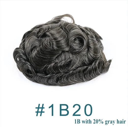 Men's Human Hair Toupee - 0.1mm Thin PU Base Undetectable Durable Hair System
