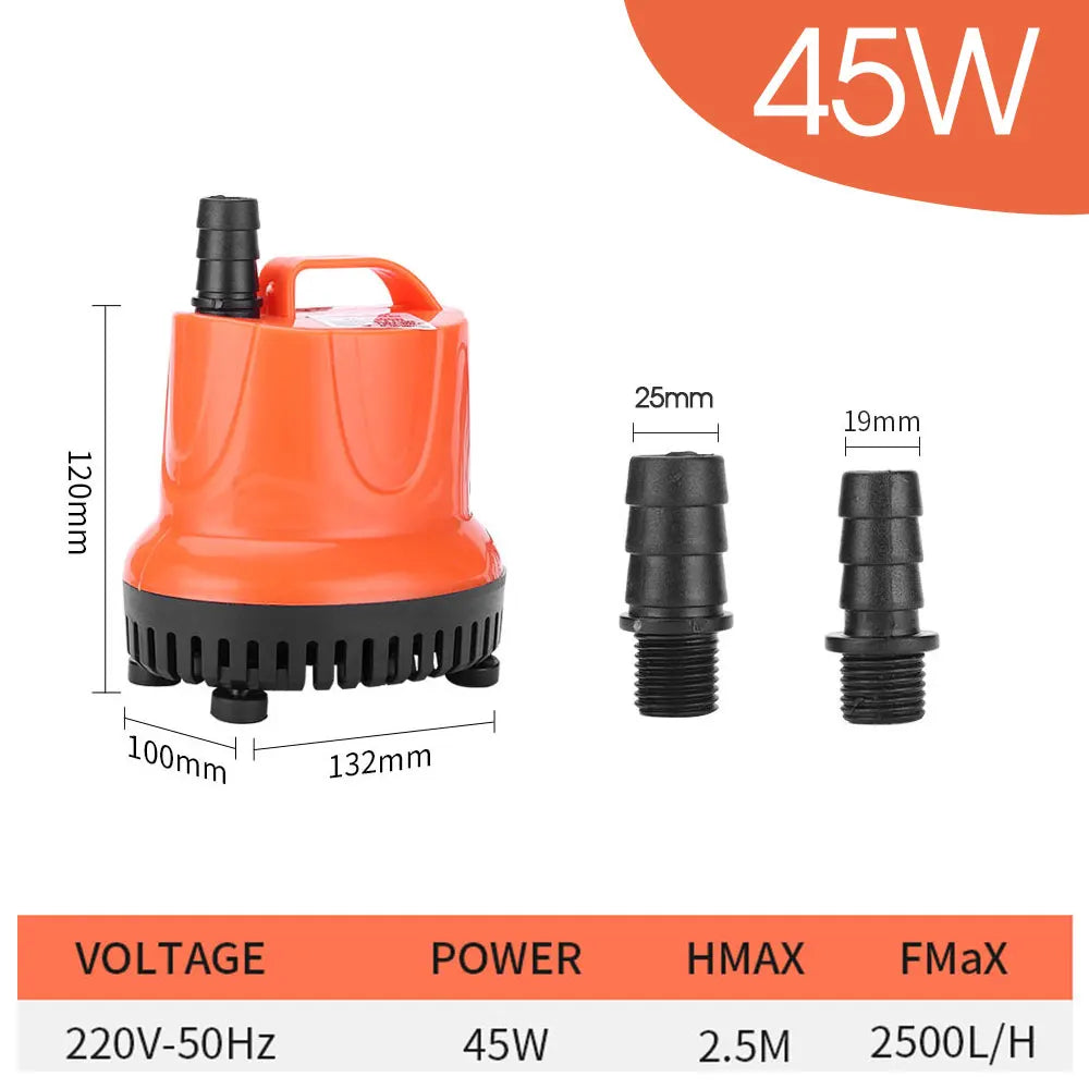220V Submersible Water Pump - 30W–110W Bottom-Suction Silent Pump for Garden Water Features and Fish Tanks
