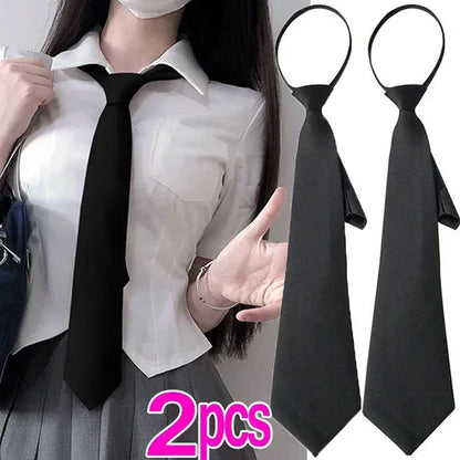 Unisex Black Clip-On Tie – Simple Security Necktie for Uniforms, Suits, Students & Funerals