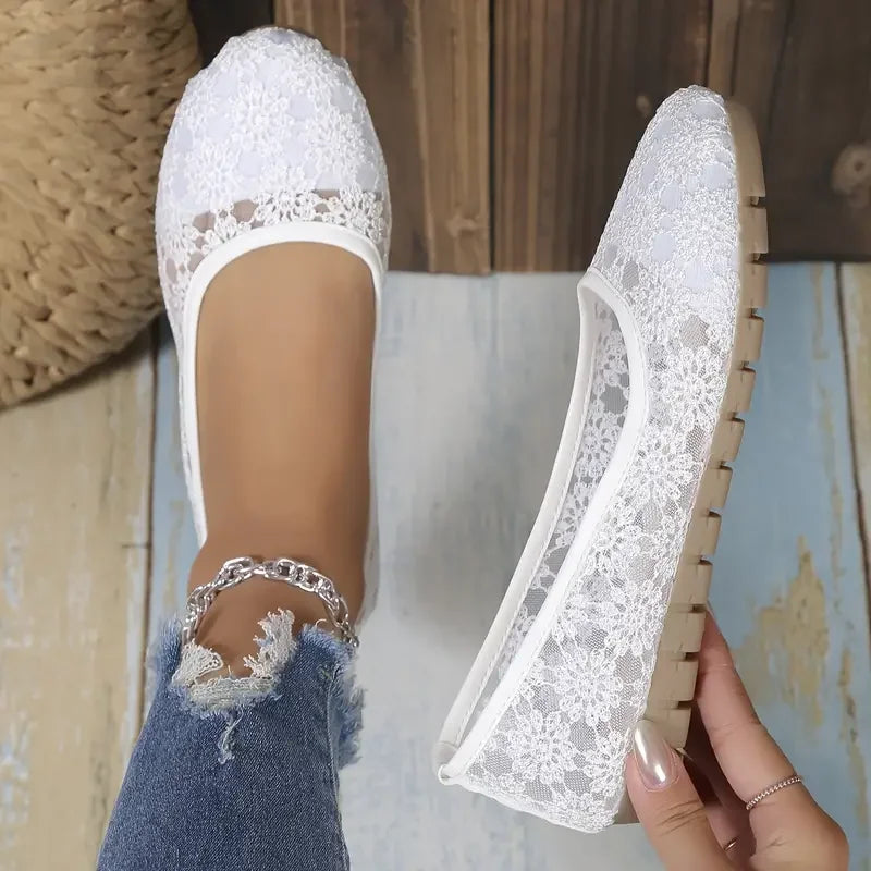 Women’s Spring Autumn Mesh Casual Sports Shoes with Square Heel and Round Toe