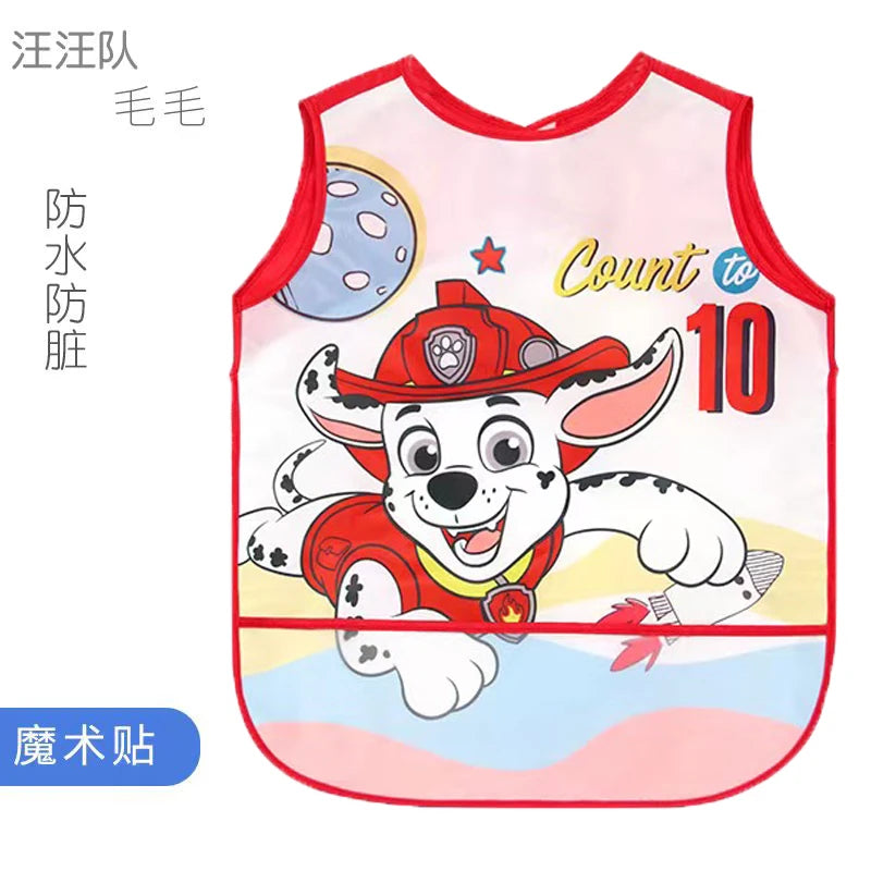 PAW Patrol Waterproof Baby Bib - Cartoon Sleeveless Pocket Apron for Self-Feeding & Mealtime