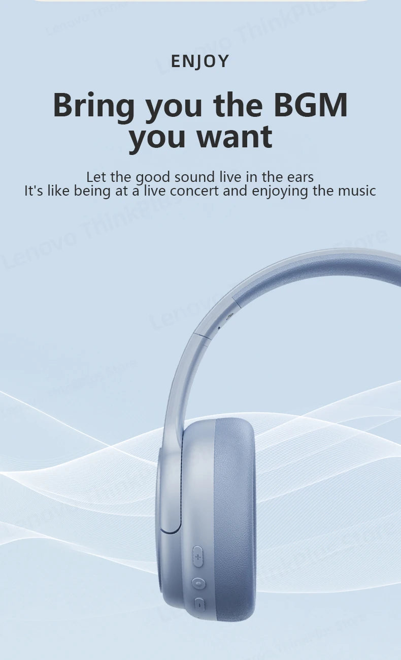 Original Lenovo TH20 Wireless Bluetooth 5.3 Headphones - Dual Mode, Foldable Sport Headset, Music & Gaming Earphones