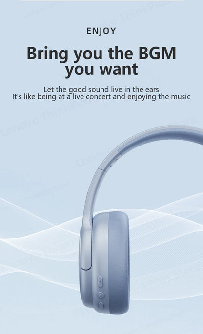 Original Lenovo TH20 Wireless Bluetooth 5.3 Headphones - Dual Mode, Foldable Sport Headset, Music & Gaming Earphones