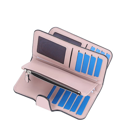 2024 Women’s Long Wallet – Custom Name Engraving, 15 Card Holders & Zippered Classic Purse