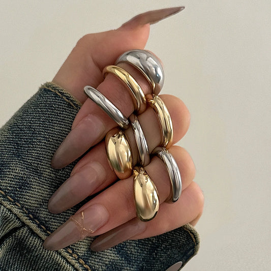 8Pcs/Set Creative Water Drop Rings for Women – Vintage Geometric Adjustable Open Finger Rings, Couple Wedding Accessories