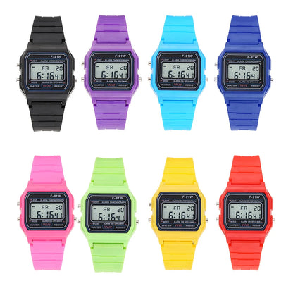 Multifunctional Digital Sports Watch for Kids and Women - F-91W Style LED Backlight Alarm Watch with Rubber Strap, Student Gift