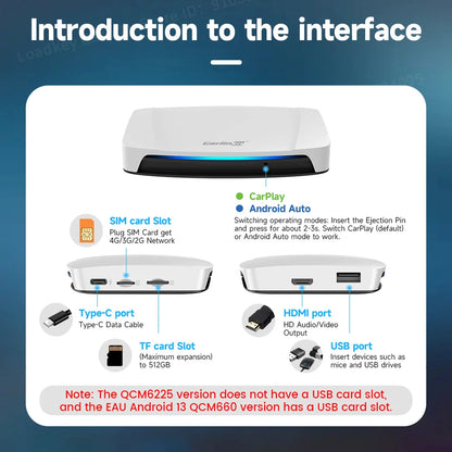 8+128GB Carlinkit TV Box — Android 13 Wireless CarPlay & Android Auto Adapter, 8-Core Qualcomm, HDMI