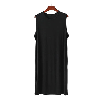 Men’s Knee-Length Sleep Robe - Oversized Sleeveless Plus Size Nightwear for Travel