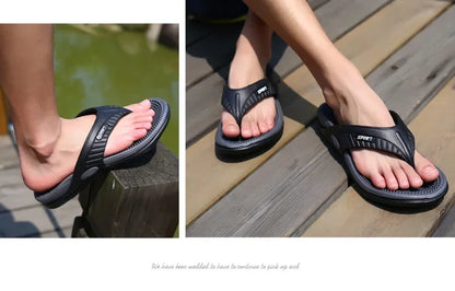 YRZL Summer Men’s Flip Flops - 2024 Soft Bottom Non-Slip Beach Sandals, Comfortable Outdoor Slide Slippers