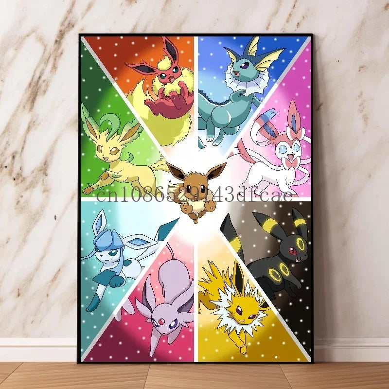 Pokemon Canvas Wall Art – Pikachu, Gyarados, Squirtle & Charmander Anime Prints for Living Room Decor & Gifts