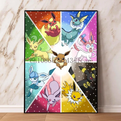Pokemon Canvas Wall Art – Pikachu, Gyarados, Squirtle & Charmander Anime Prints for Living Room Decor & Gifts