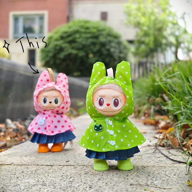 17CM Labubu Monster Doll Clothes – DIY Colorful Raincoat Outfit with Cute Candy Dots, Kids’ Gift Accessories
