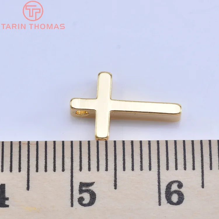 24K Champagne Gold Cross Charms - Small Brass DIY Jewelry Pendants & Craft Accessories