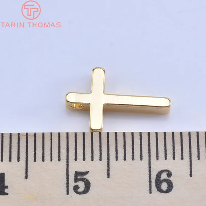 24K Champagne Gold Cross Charms - Small Brass DIY Jewelry Pendants & Craft Accessories