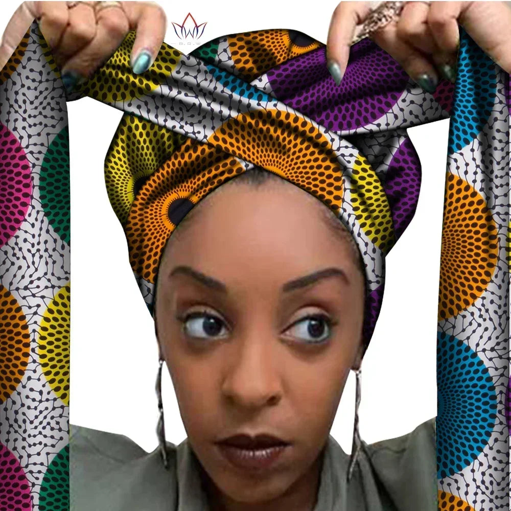 African Print Bonnet with Long Ribbon - Large Size Ankara Hair Wrap Cap for Women, Single Layer Head Cover