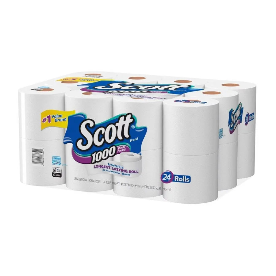 1000-Sheet Septic-Safe 1-Ply Toilet Paper - 4-Roll Value Pack