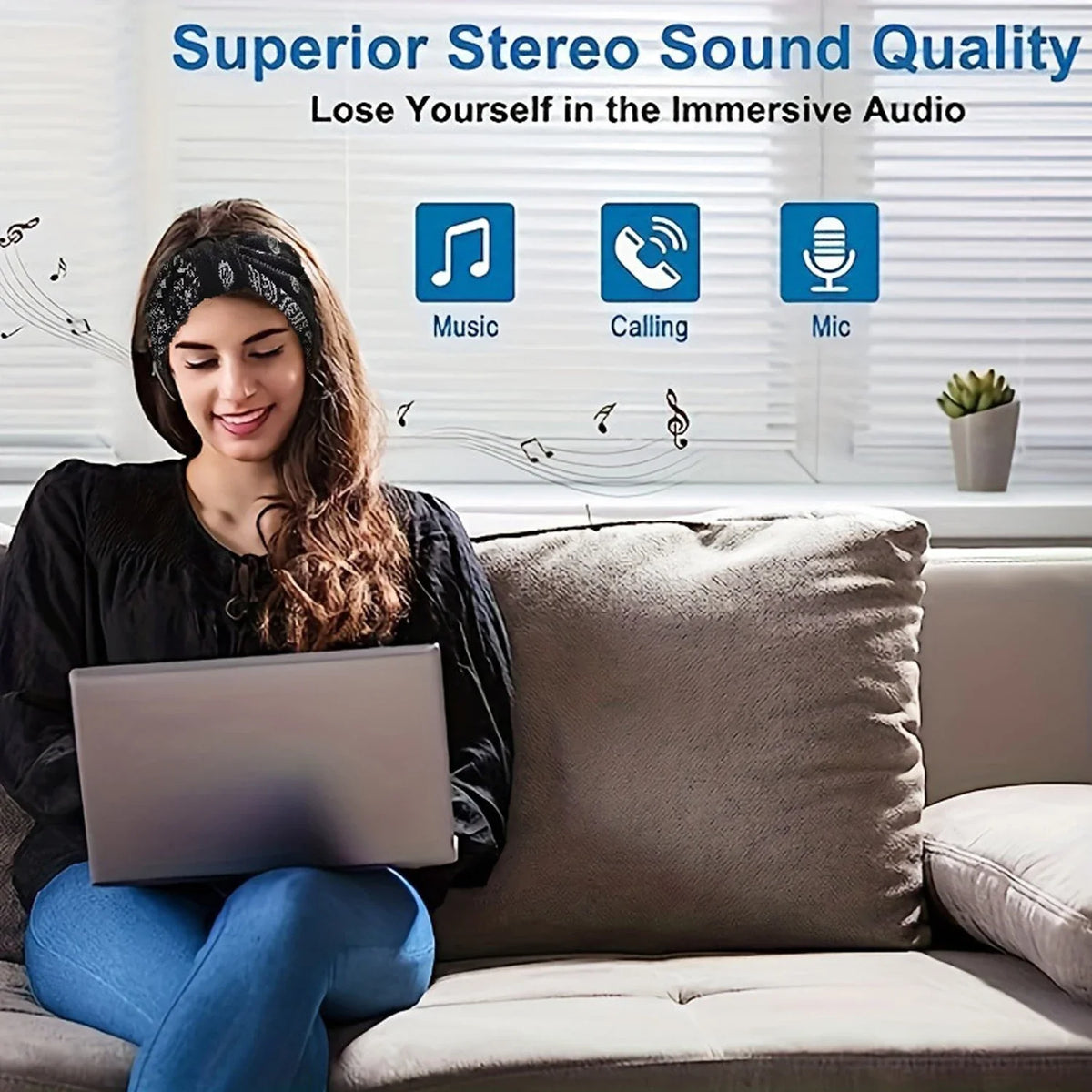 Bluetooth Sleeping Headband - Wireless Sports Headphones and Music Eye Mask with Mic