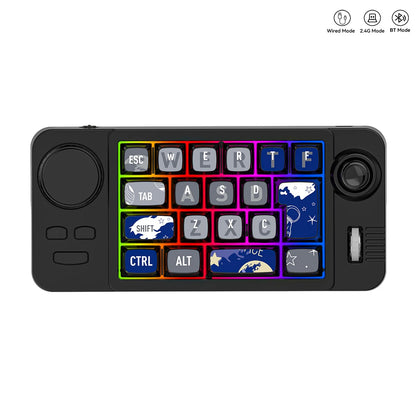 Rechargeable Mechanical Gaming Keypad - Bluetooth 2.4G Wireless & Wired Programmable Joystick Keyboard with RGB Backlit