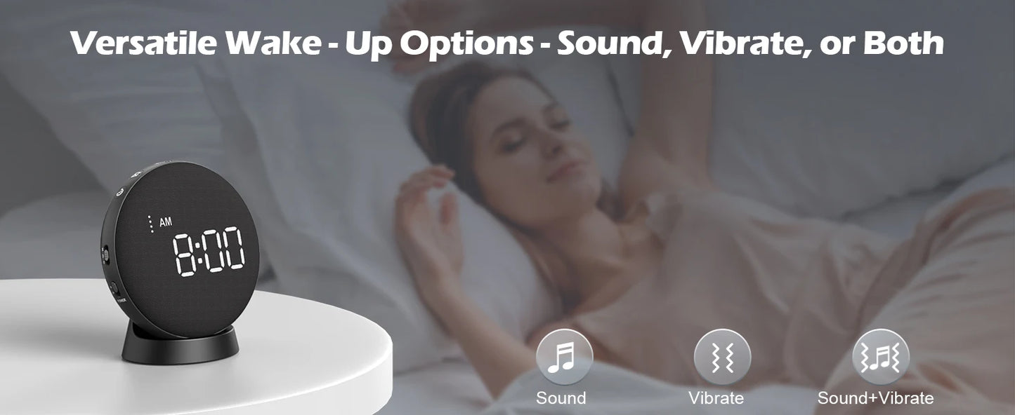 Awakening Vibrating Alarm Clock – Loud Bed Shaker for Heavy Sleepers & Hearing Impaired, Wireless Magnetic Charging
