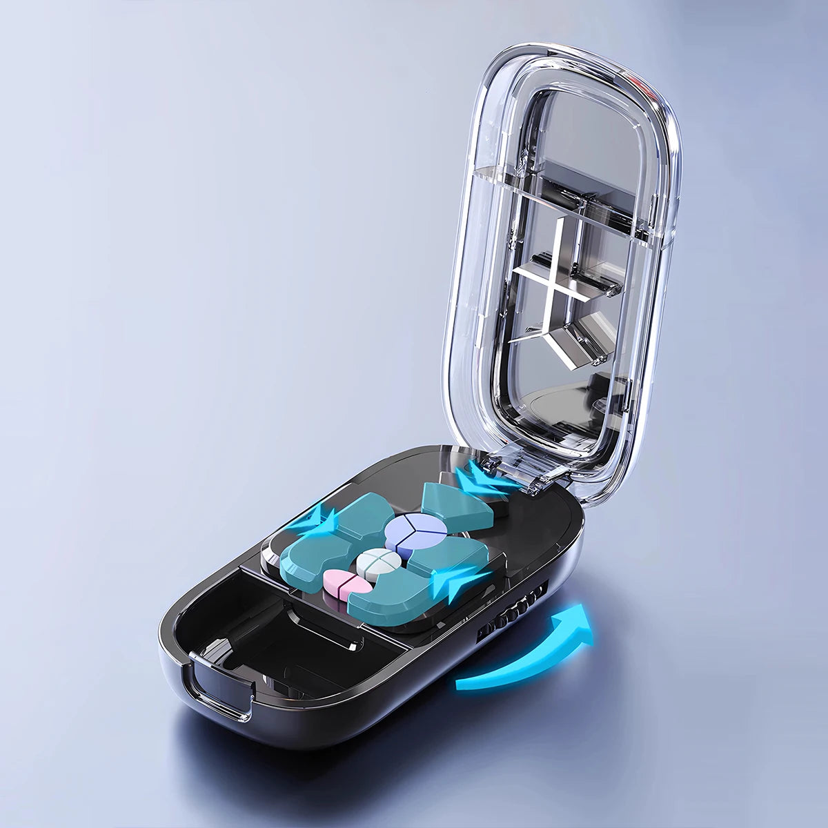 Portable Pill Splitter - Precise Pill Cutter for Even Halves, Thirds & Quarters