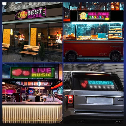LED Scrolling Advertising Sign - Flexible Bluetooth Display with App-Controlled Text, Patterns & Animations