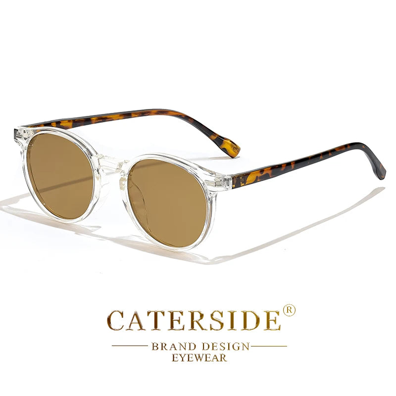 CATERSIDE Retro Polarized Round Sunglasses — TR90 & Acetate Vintage Shades for Men & Women, Punk Style Driving & Travel Sun Glasses