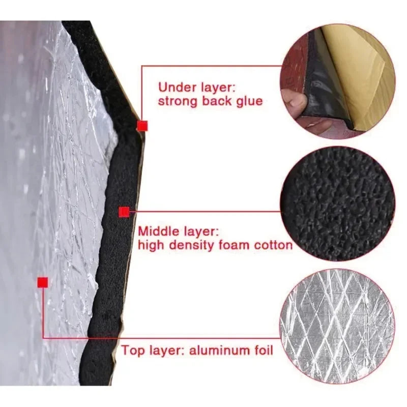 Fireproof Sound Insulation Mat - 200x50cm Thermal Acoustic Panel for Car Noise Reduction & Heat Protection