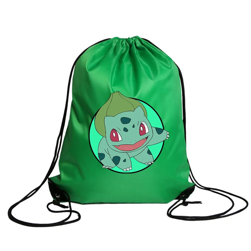 Pokémon Drawstring Tote Bag — Pikachu Character Print, Large Capacity Waterproof Backpack for Kids’ Shopping & Gift