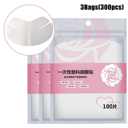 Disposable Full Face & Neck Beauty Wraps - 100/500pcs Transparent Plastic Film Mask Covers