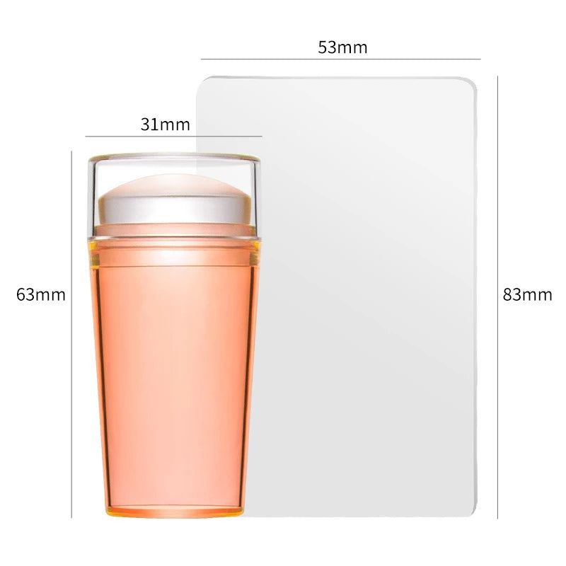 Clear Jelly Nail Stamper Set - Silicone Nail Art Stamp Tool with Scraper for Manicure Designs